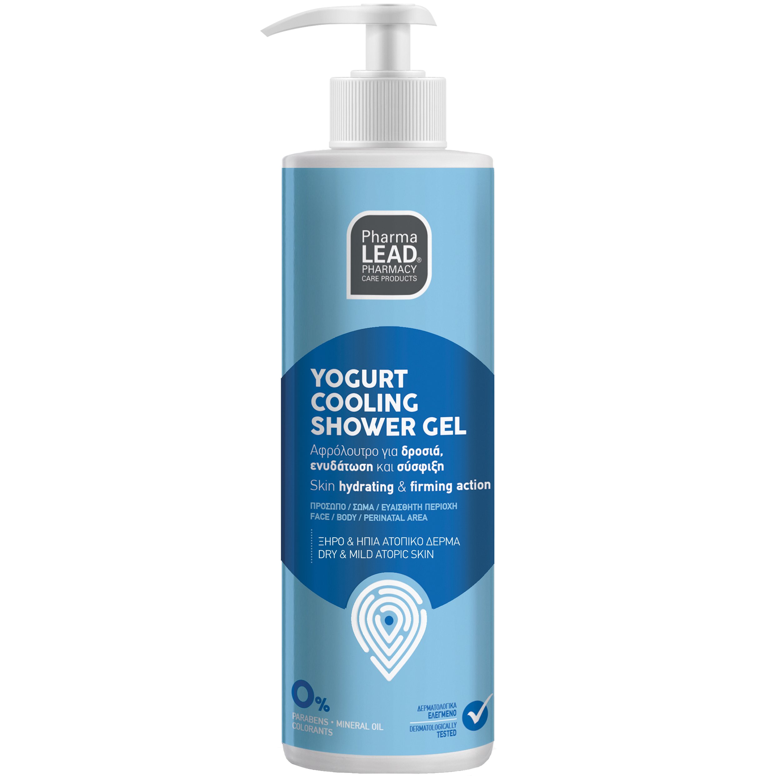 Pharmalead Yogurt Cooling Shower Gel Ενυδατικό Καθαριστικό Gel για Πρόσωπο, Σώμα & Ευαίσθητη Περιοχή για Ξηρές Επιδερμίδες 500ml